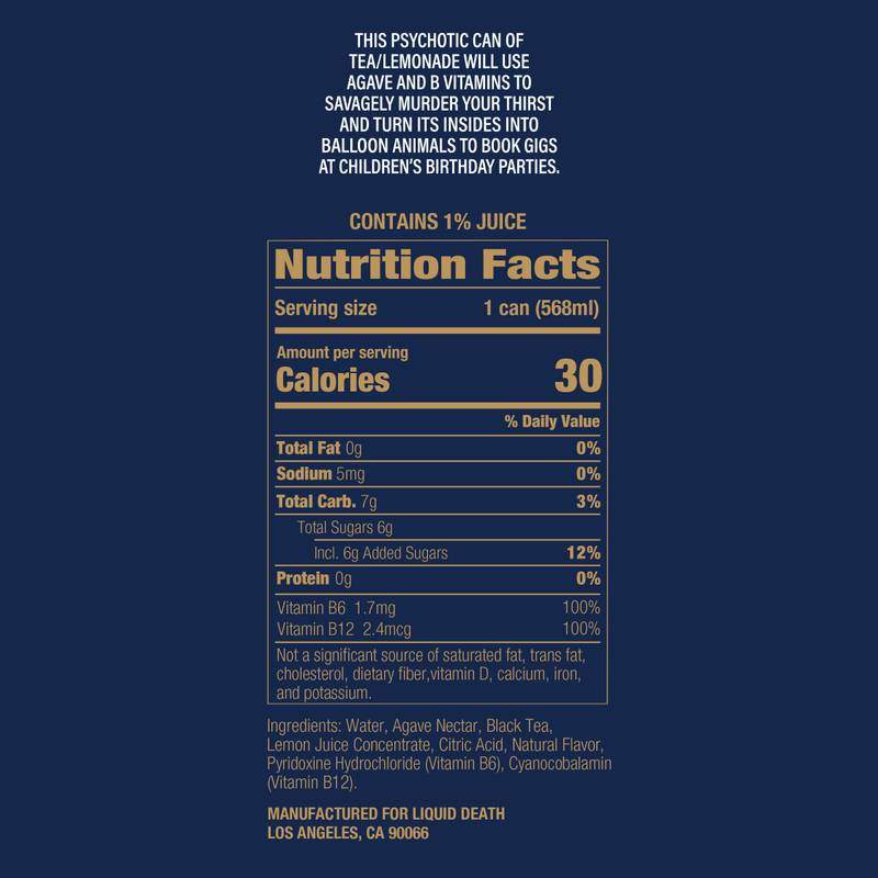 Liquid Death Dead Billionaire Iced Black Tea 8pk 19.2oz King Size Cans ...