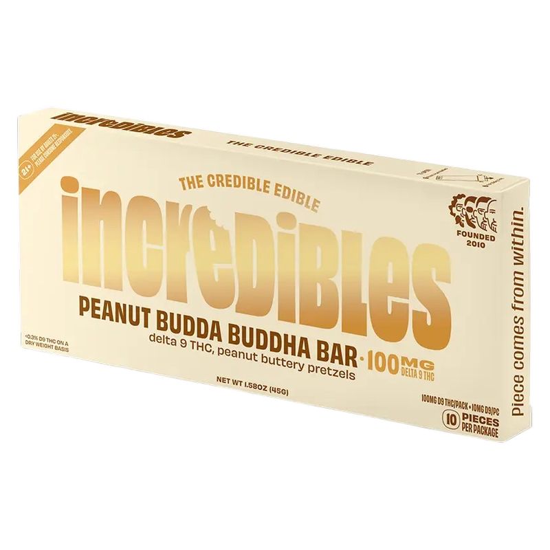 incredibles Peanut Budda Buddha Chocolate Bar, 10mg D9 THC, 10pc