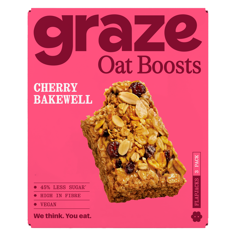 Graze Cherry Bakewell Oat Boosts Flapjacks, 3 x 40g