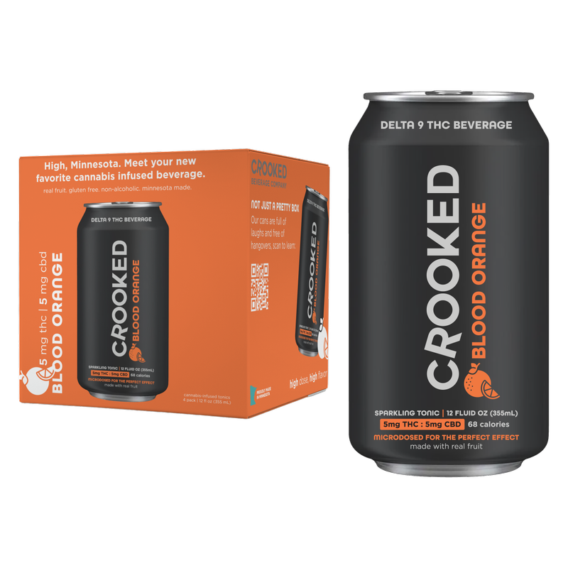 Crooked Beverage THC 5mg Blood Orange 4pk 12oz Can