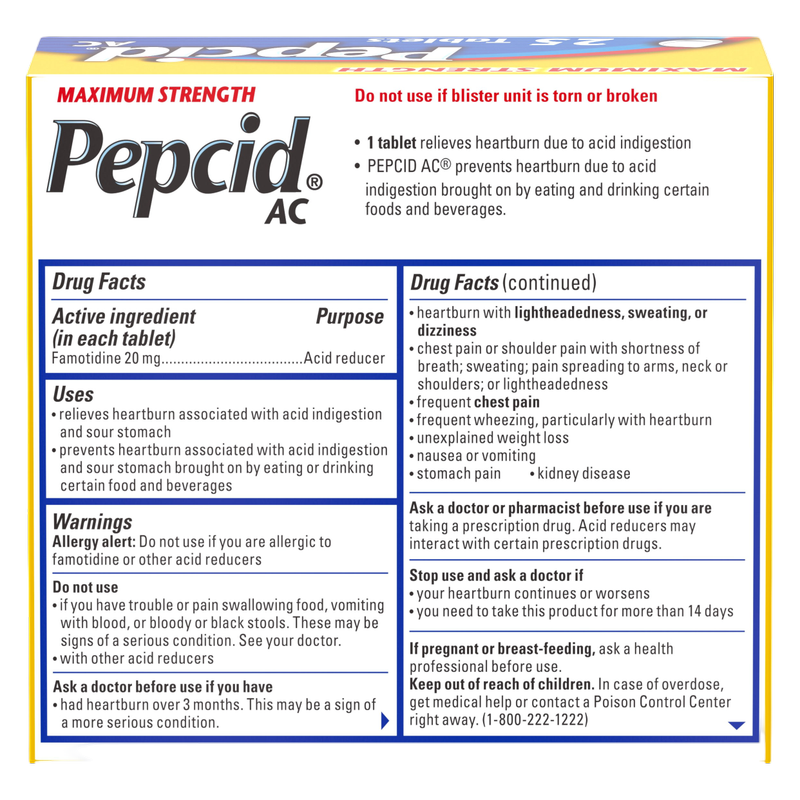 Pepcid AC Maximum Strength Heartburn Relief Tablets 25ct
