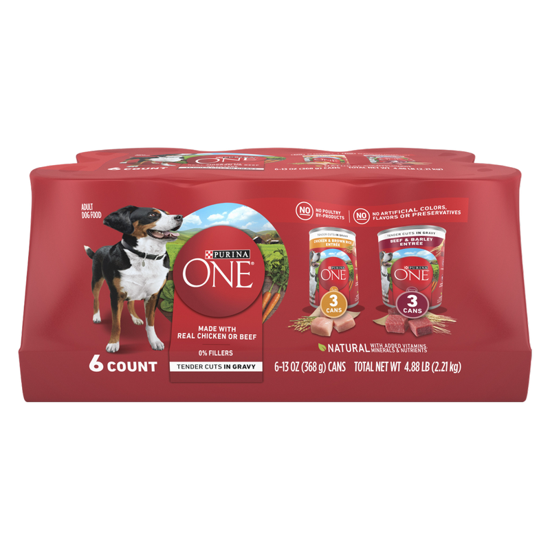 Purina ONE Chicken and Beef Tender Cuts in Gravy Variety Pack 6ct