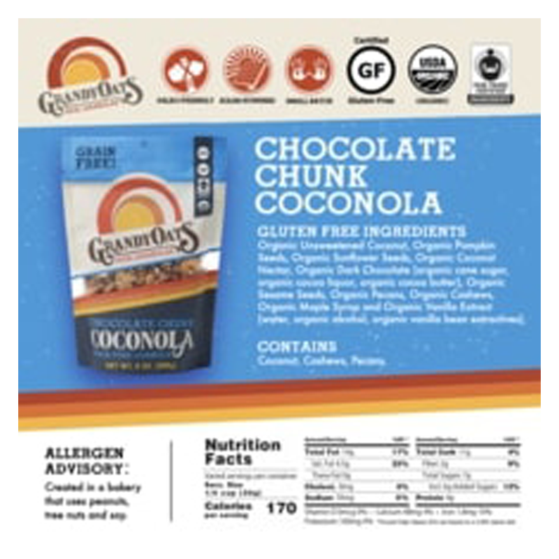Grandy Oats Organic Coconola Chocolate Chunk Granola 9oz