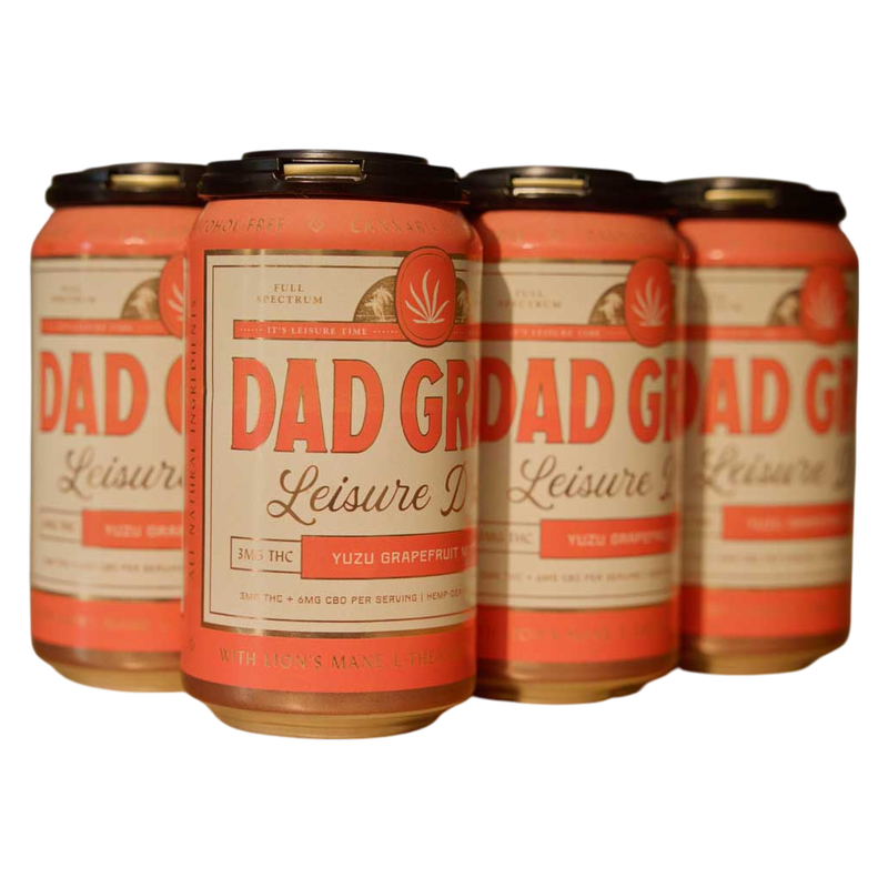 Dad Grass 3mg THC Yuzu Grapefruit Mint Leisure Drink 6pk 12oz Can