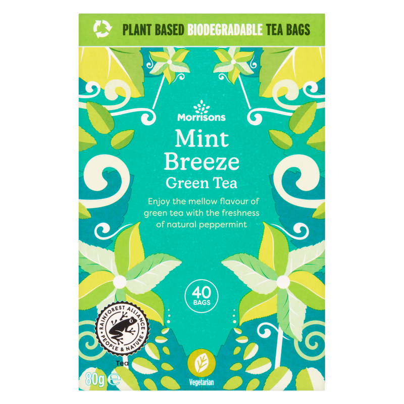Morrisons 40 Mint Breeze Green Tea Bags, 80g