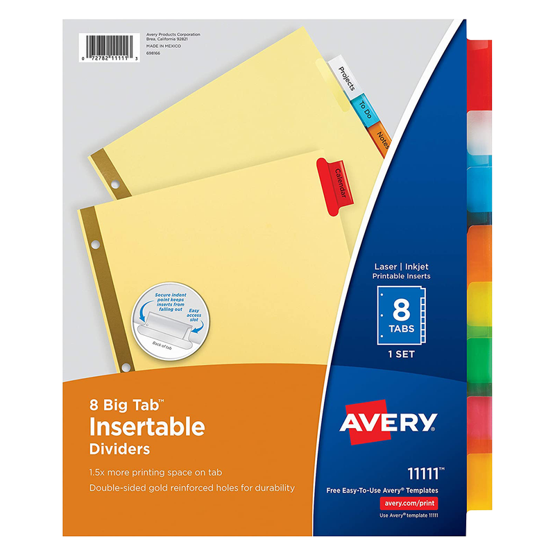 Avery Essentials Binder Dividers Multicolor 8ct