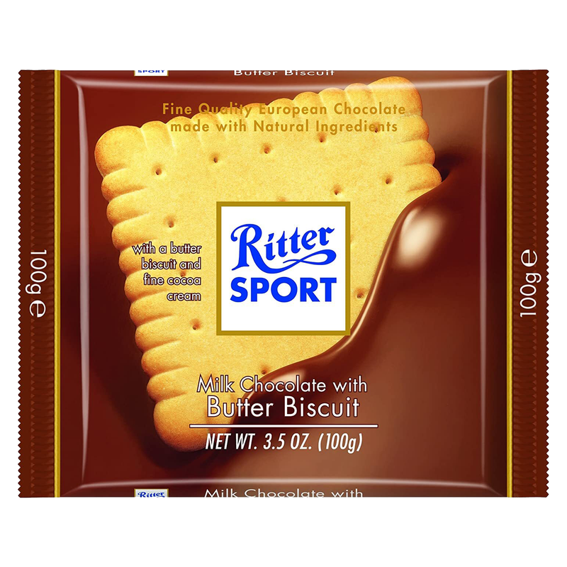 Ritter Sport Milk Chocolate Bar With Butter Bisquit 3.5oz