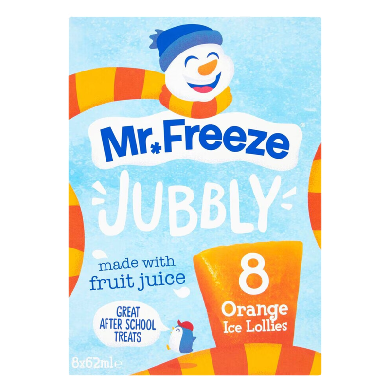 Mr. Freeze Jubbly Orange Ice Lollies, 8 x 62ml