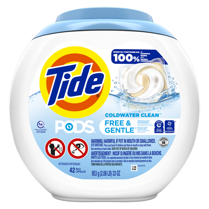 Tide PODS Free and Gentle Laundry Detergent Pacs Unscented 42ct