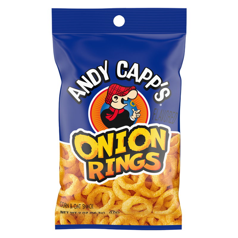 Andy Capp's Beer Battered Onion Rings Baked Oat and Corn Snacks, 2 oz