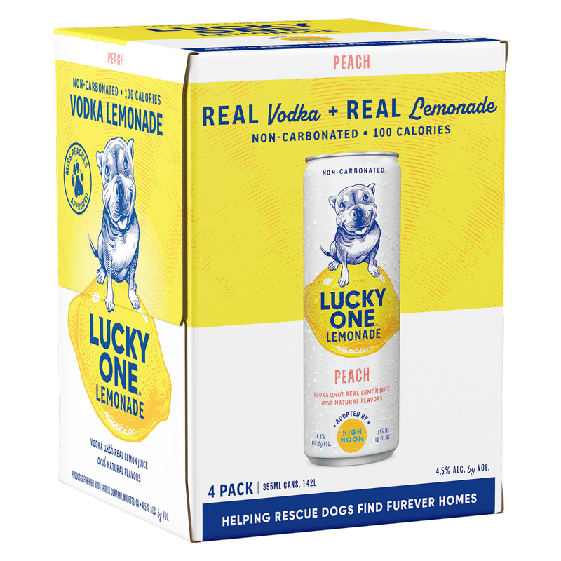 Lucky One Peach Lemonade 4pk 12oz Can 