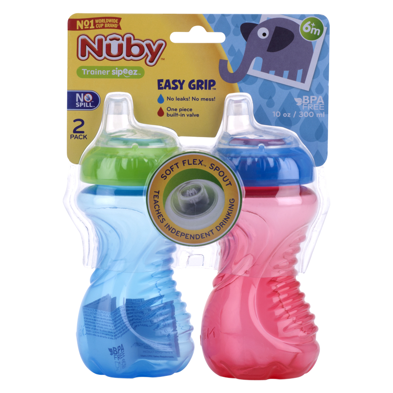 Nuby No Spill Easy Grip Trainer Cup 2ct