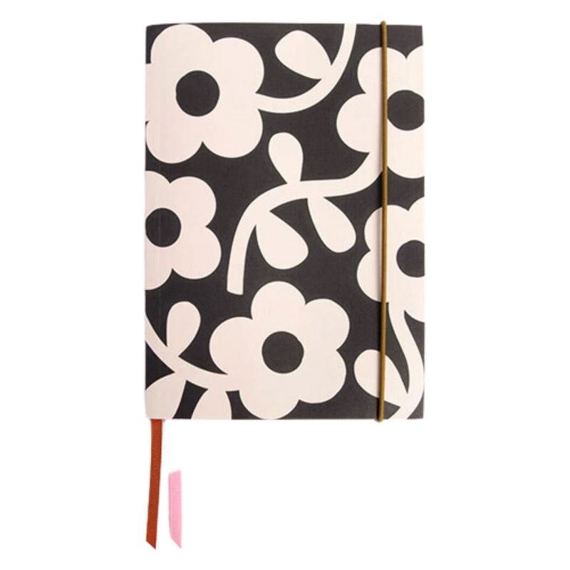 Caroline Gardner Charcoal Mono Flower A5 Notebook, 1pcs