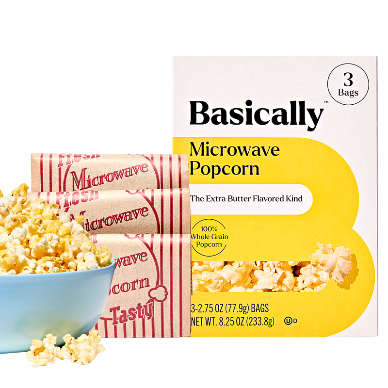 4ct Basically 3ct Microwave Extra Butter Popcorn