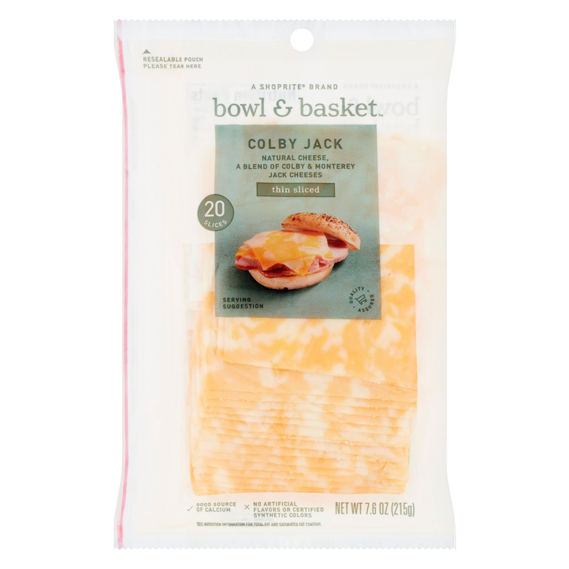 Bowl & Basket Thin Sliced Colby Jack Cheese - 7.6 oz / 20ct