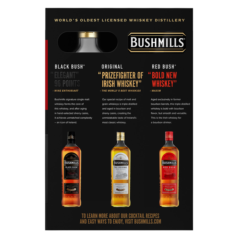 Bushmills Original with Black Bush 50 ml with Red Bush 50 ml Whiskey 750ml (80 Proof)