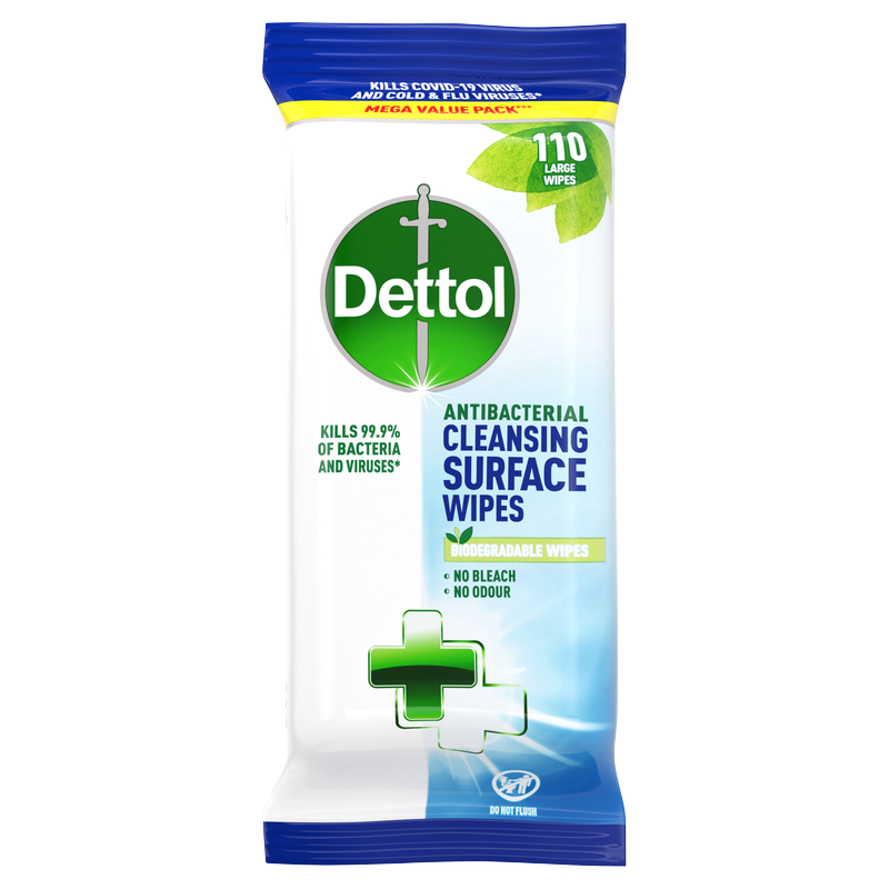 Dettol Antibacterial Cleansing Surface Wipes, 110pcs