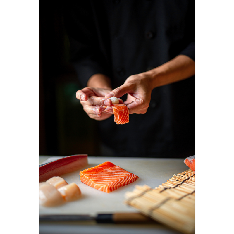 The Fish Society Sashimi Grade Organic Salmon Belly Strip - Frozen, 120g