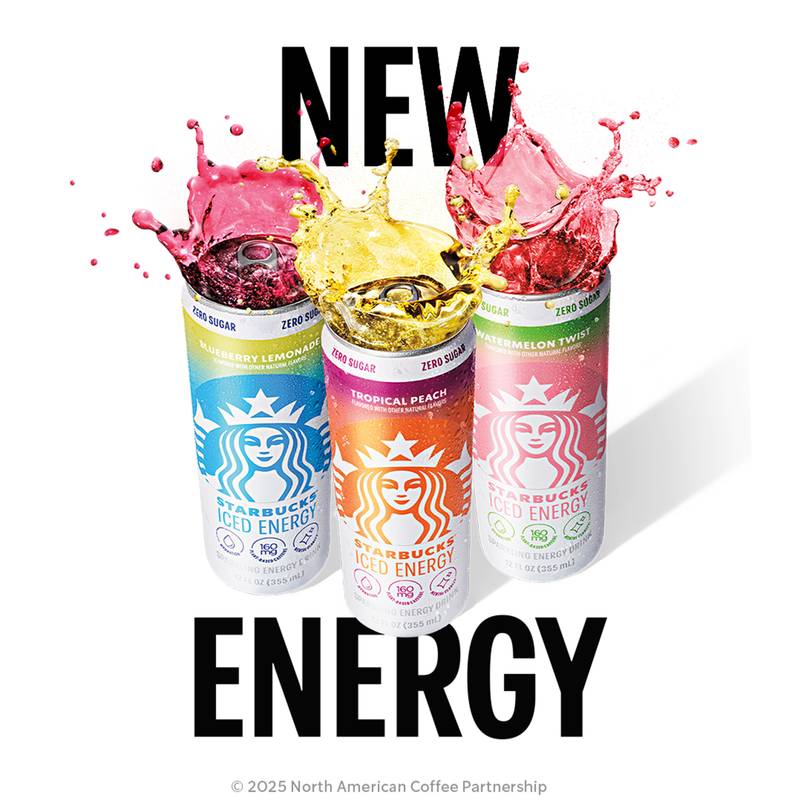 Starbucks Iced Energy Zero Sugar Sparkling Energy Drink Blueberry Lemonade 12oz Can