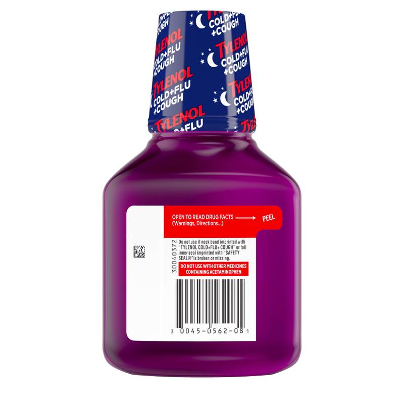 Tylenol Cold + Flu + Cough Night Liquid, Wild Berry Burst, 8 Fl. Oz