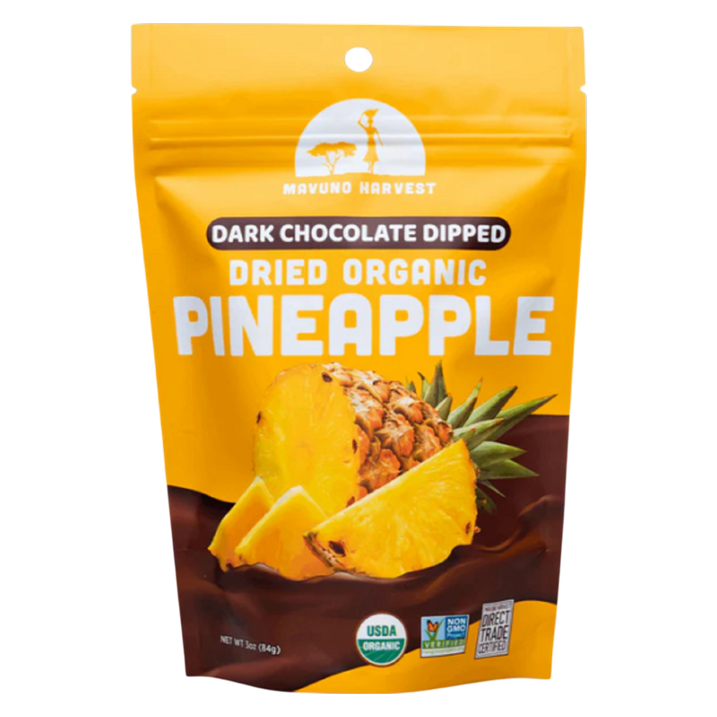 Mavuno Harvest Organic Dark Chocolate Dipped Dried Pineapple, 3oz