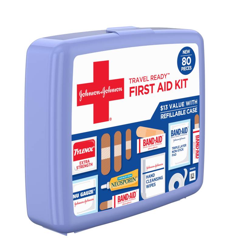 Johnson & Johnson Travel Ready First Aid Kit, 80 Pieces