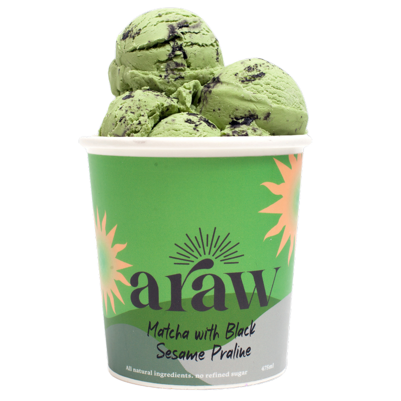 Araw Matcha with Black Sesame Praline Ice Cream, 475ml