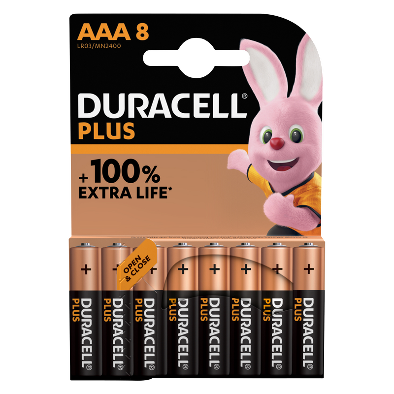Duracell Plus AAA Batteries, 8pcs