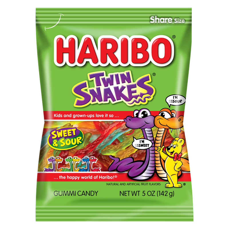 Haribo Sweet & Sour Twin Snakes Gummi Candy 5oz