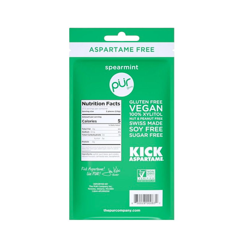 Pur Aspartame Free Spearmint Gum 55ct