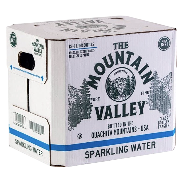 Mountain Valley Sparkling Water 12pk 1L Glass Bottle