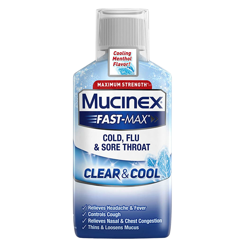 Mucinex Fast Max Adult Clear & Cool Cold, Flu & Sore Throat Liquid 6oz