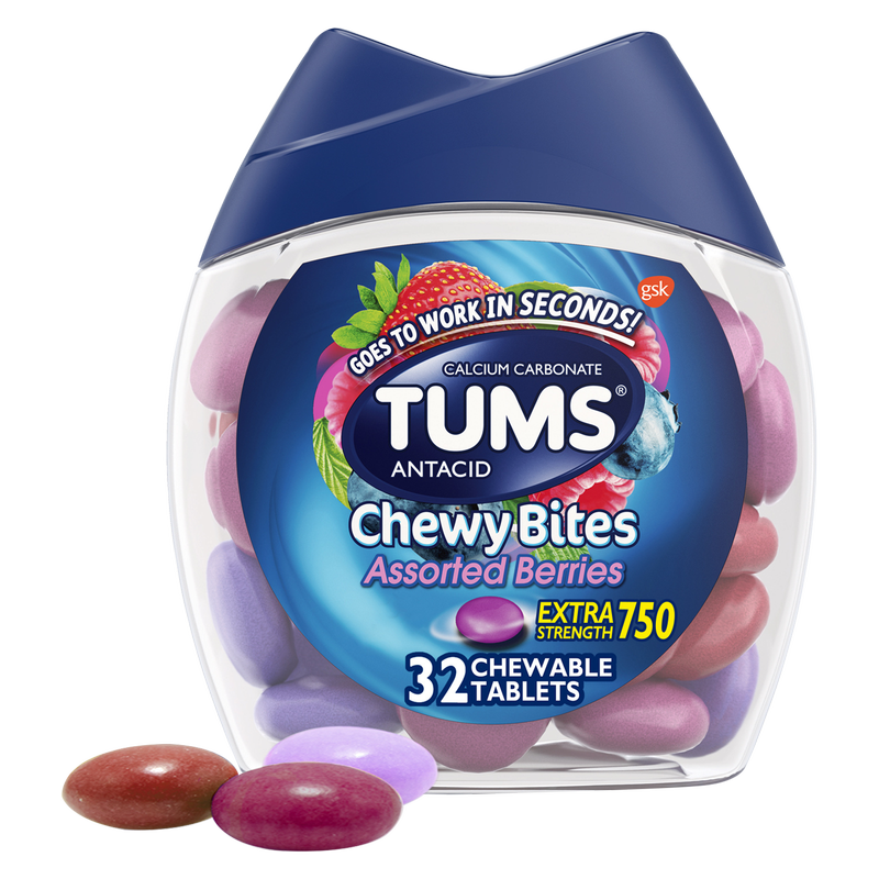 Tums Extra Strength Antacid Chewy Bites Assorted Berries 32ct