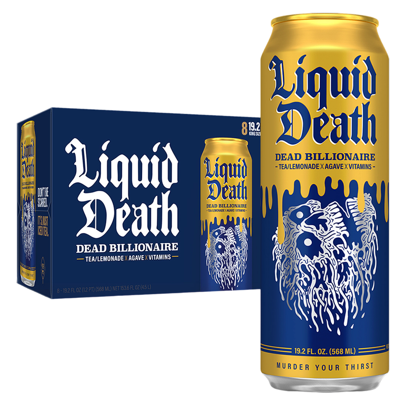 Liquid Death Dead Billionaire Iced Black Tea 8pk 19.2oz King Size Cans