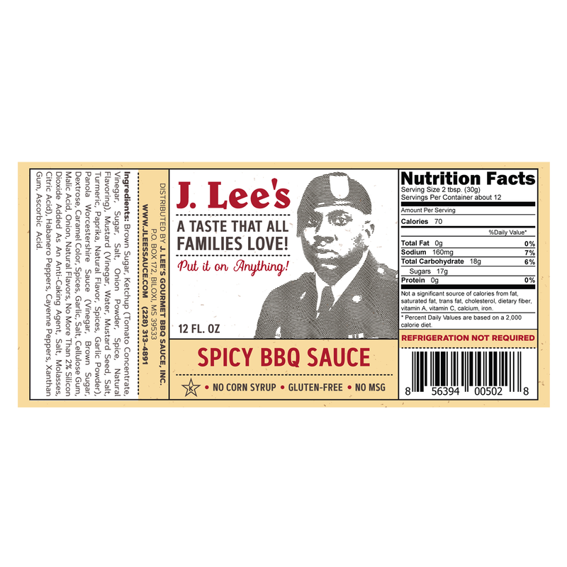 J. Lee's Spicy Gourmet BBQ Sauce 12oz