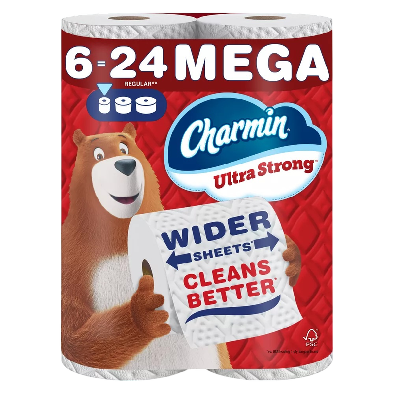 Charmin Toilet Paper Ultra Strong, 6 Mega Rolls, 2-ply Bath Tissue