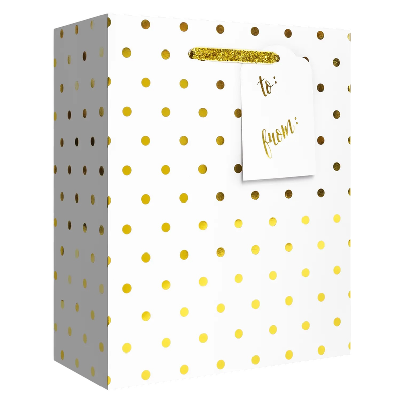 Clink Holographic Gold Dot Gift Bag, Medium