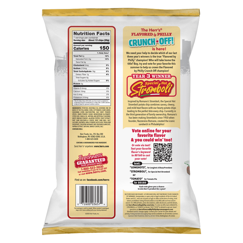 Herr's Stromboli Ripple Chips, 7 oz