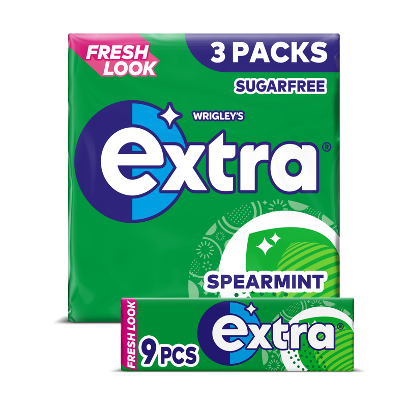 Wrigley's Extra Spearmint Gum, 3 x 9pcs