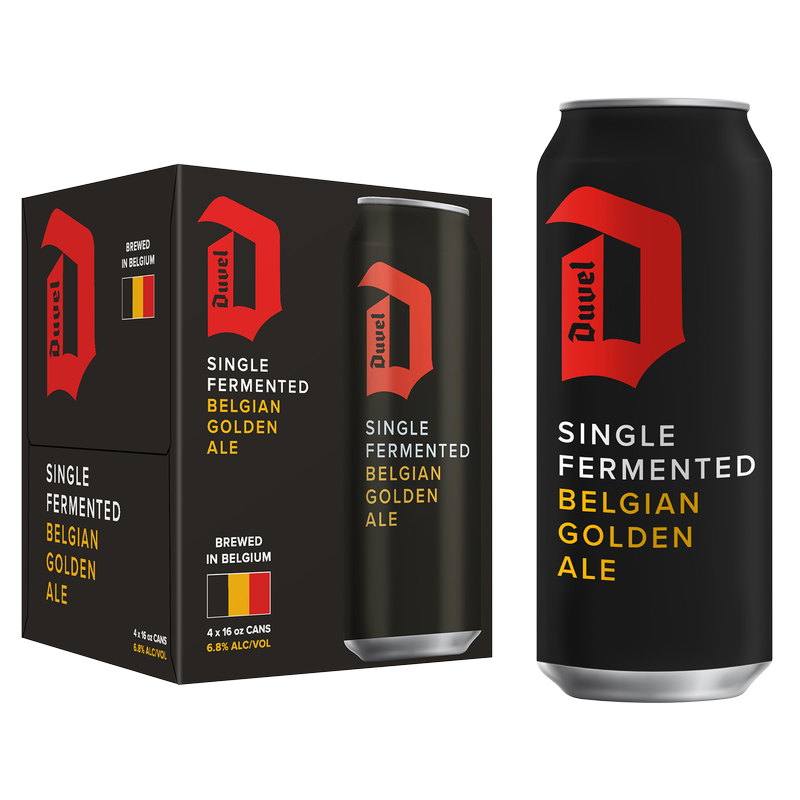 Duvel Single Fermented Belgian Golden Ale 4pk 16oz Can 6.8% ABV