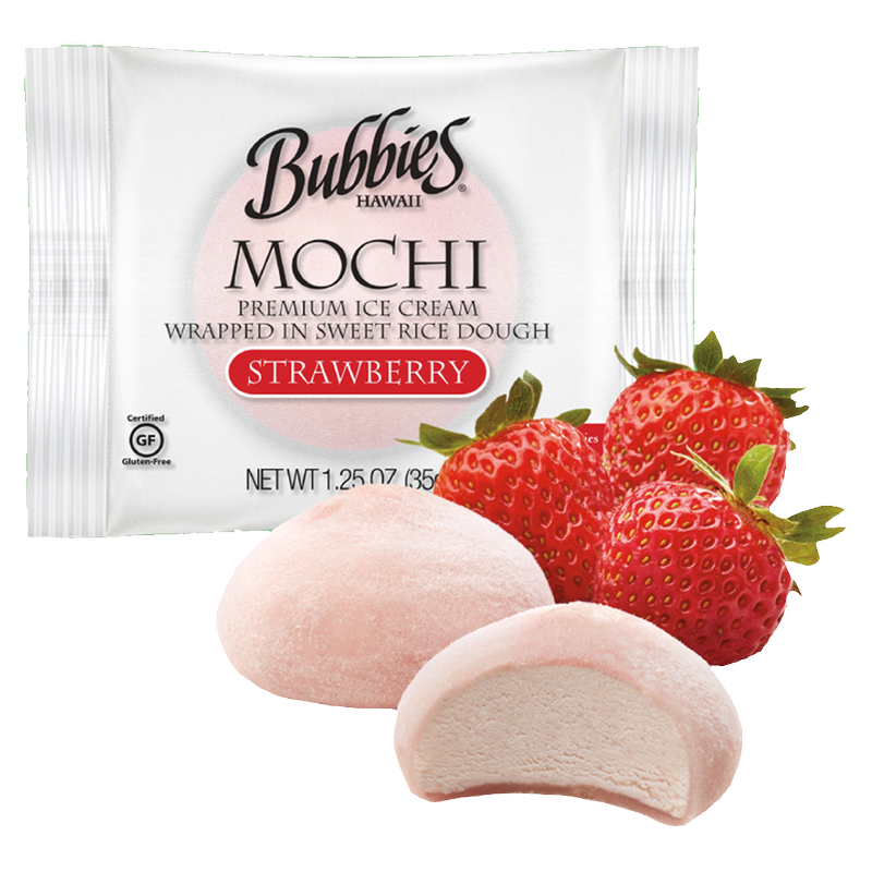 Bubbies Hawaii Strawberry Mochi Ice Cream Individually Wrapped 1ct
