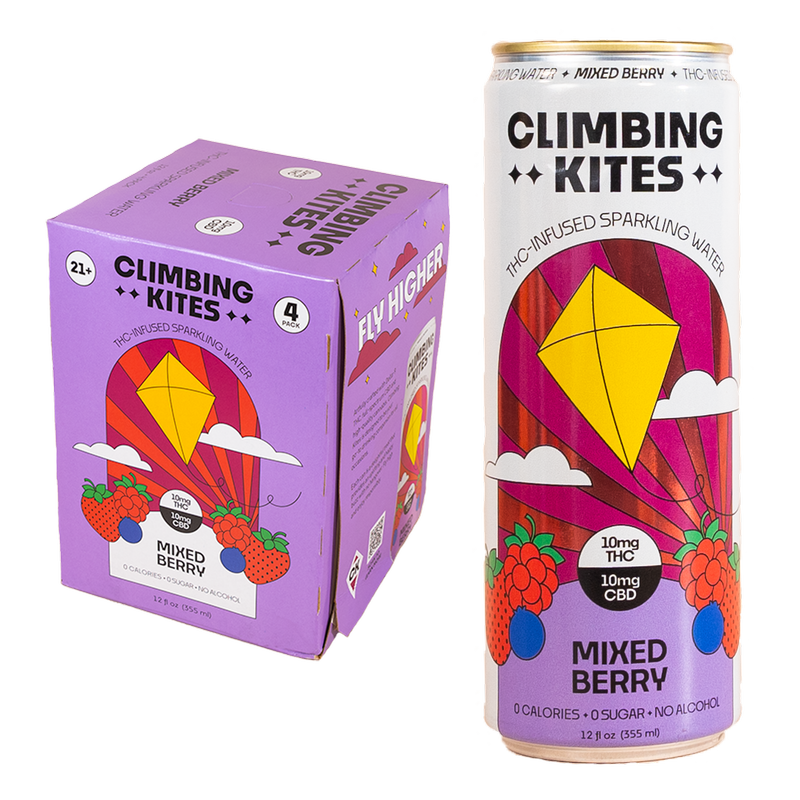 Climbing Kites Mixed Berry 10mg THC Sparkling Water 4pk 12oz Can