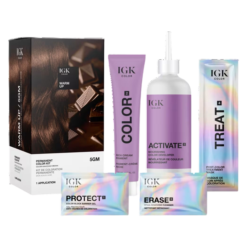 IGK PERMANENT COLOR KIT Warm Up- Golden Mahogany Brown 5GM