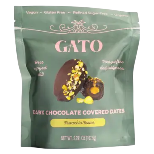 Gato Dates Chocolate Covered Dates with Pistachio Butter, 3.791 oz