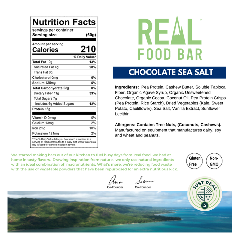 Real Food Bar Chocolate Sea Salt Bar 2.12oz