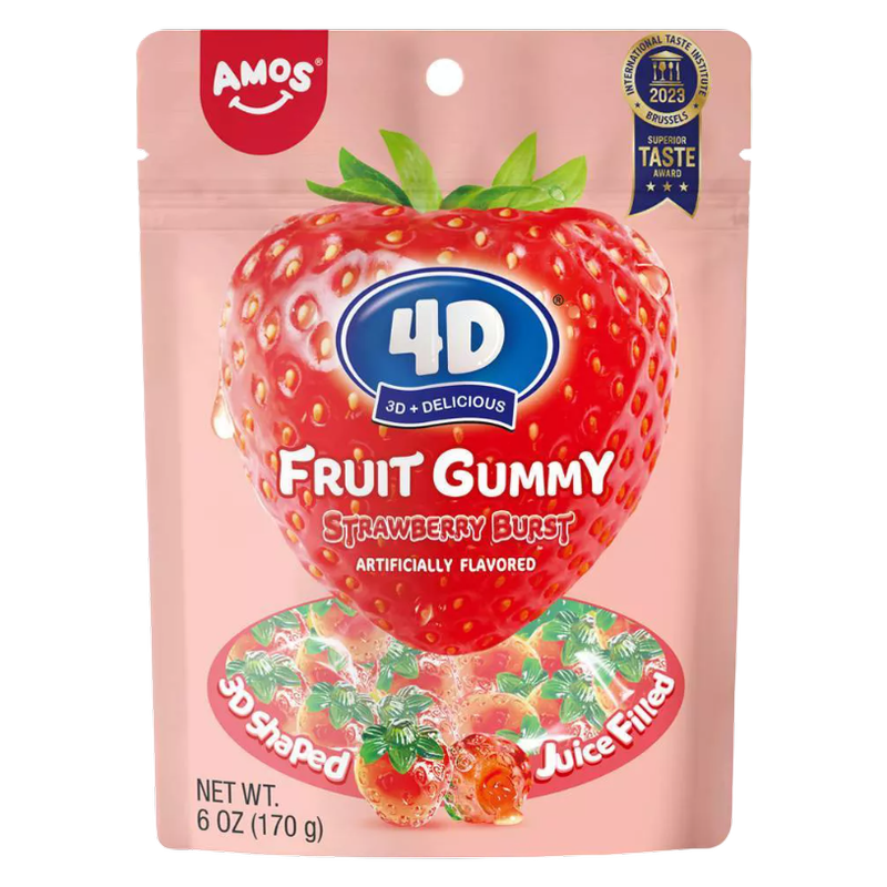 Amos 4D Strawberry Burst Gummy, 6oz