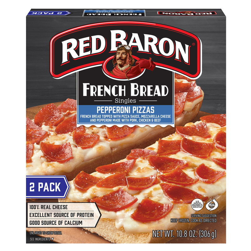 Red Baron Frozen French Bread Singles Pepperoni Pizza 2ct 10.8oz