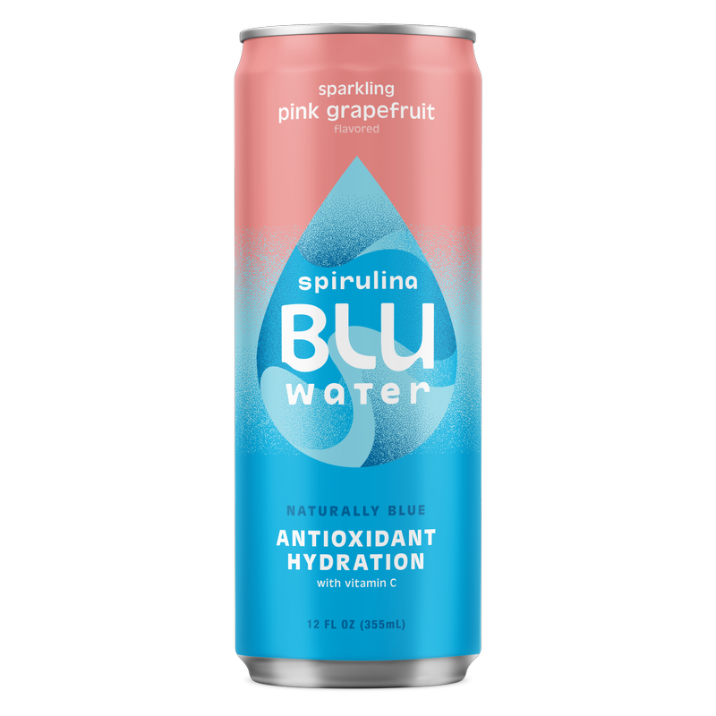 BLUwater Pink Grapefruit ZERO Sugar Sparkling Spirulina Beverage 12 oz Can