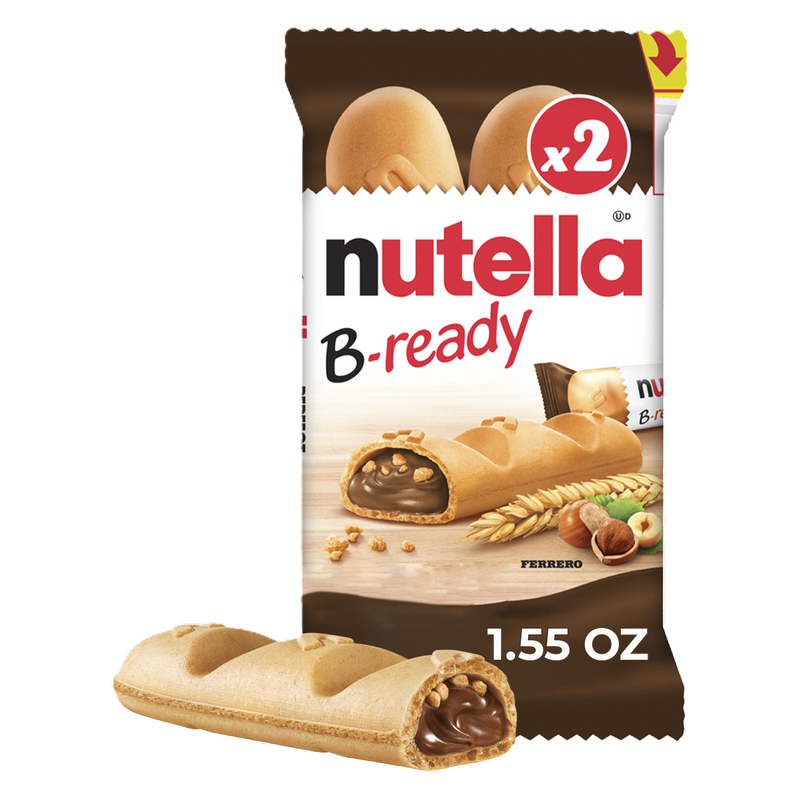 Nutella B-ready, 2 Snack Bars, Hazelnut Spread with Cocoa, Individually Wrapped, Snack Bar Pack