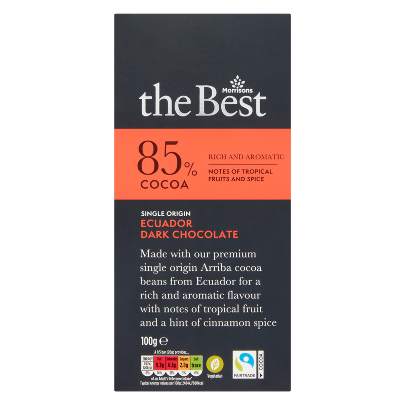 Morrisons The Best Fairtrade 85% Ecuador Dark Chocolate, 100g